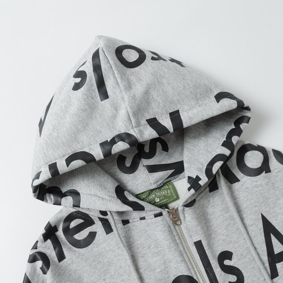 Denim Tears Grey Letter Zip-Up Hooded Jacket - Picture 3 of 8